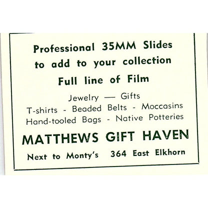 Glen Comfort Store, Matthews Gift Haven 1957 Estes Park CO Ad AG4-S10