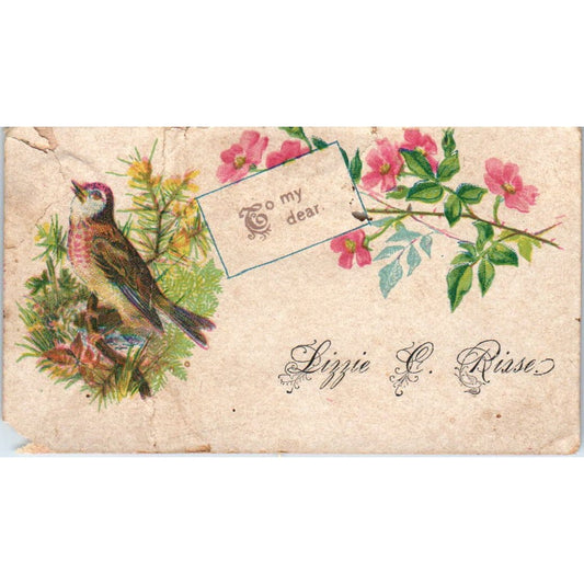 c1880 Victorian Calling Card Lizzie C. Risse AE5