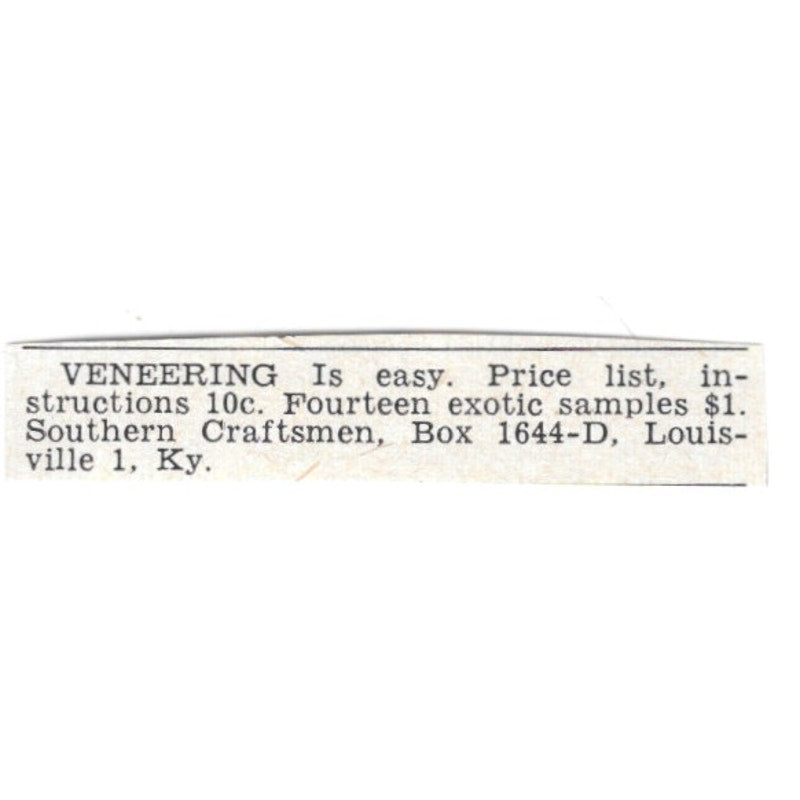 Veneering - Southern Craftsmen, Louisville KY 1955 Ad AG1-S8