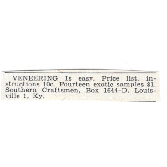 Veneering - Southern Craftsmen, Louisville KY 1955 Ad AG1-S8