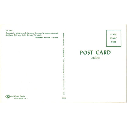 Covered Bridge in Stowe Vermont Vintage Covered Bridge Postcard PD6