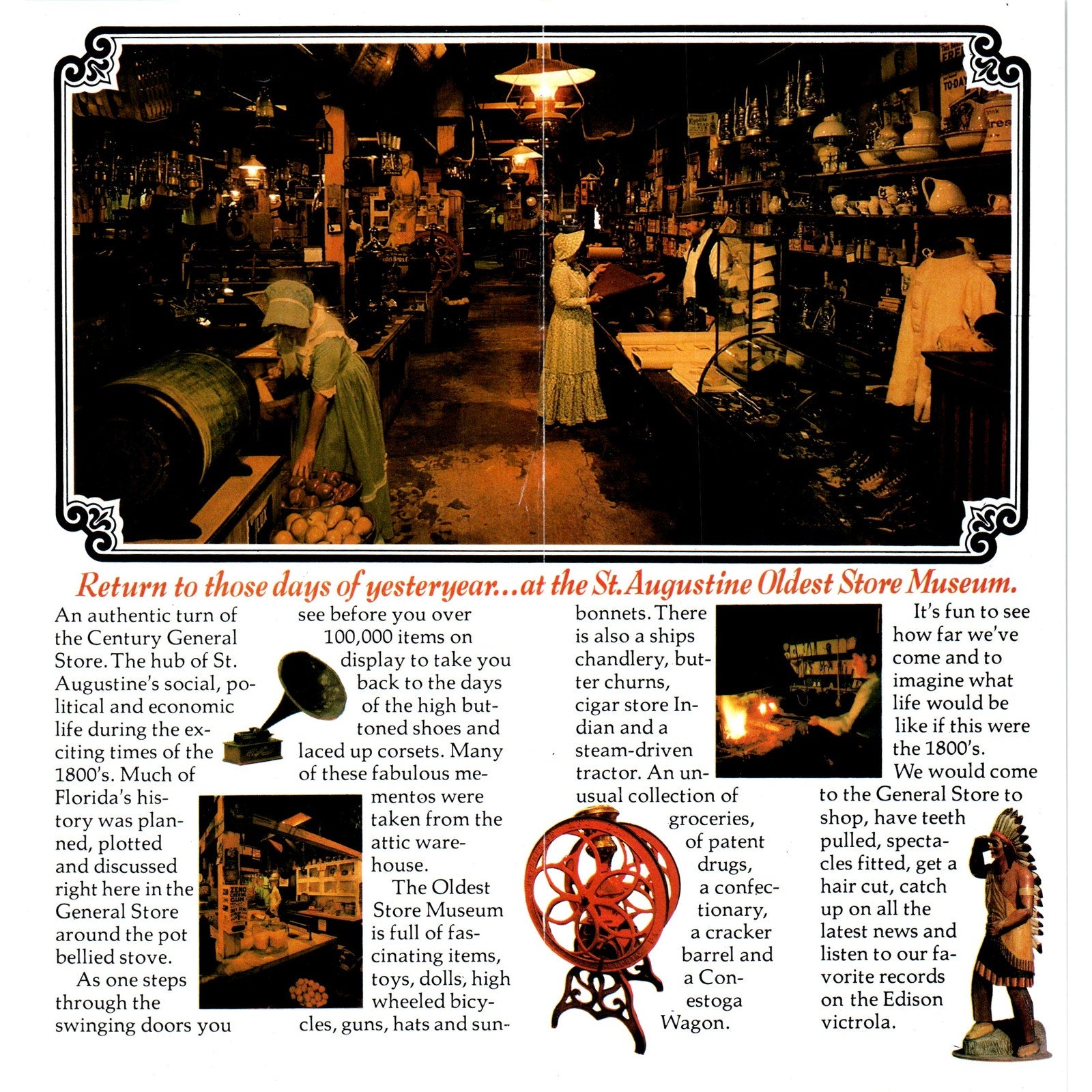 Vintage Augustine's Oldest Store Florida Map Travel Brochure TF4-B1