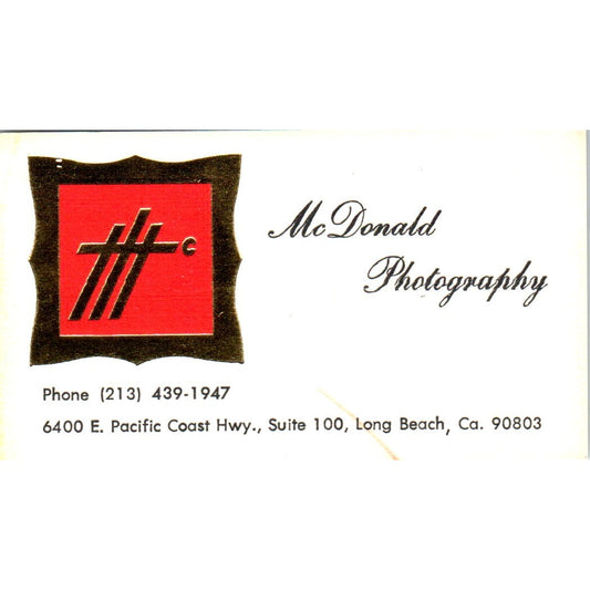 McDonald Photography Long Beach CA Vintage Business Card SD8-B17