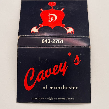 Cavey's Restaurant of Manchester CT Vintage Matchbook Cover TB8-MB-6