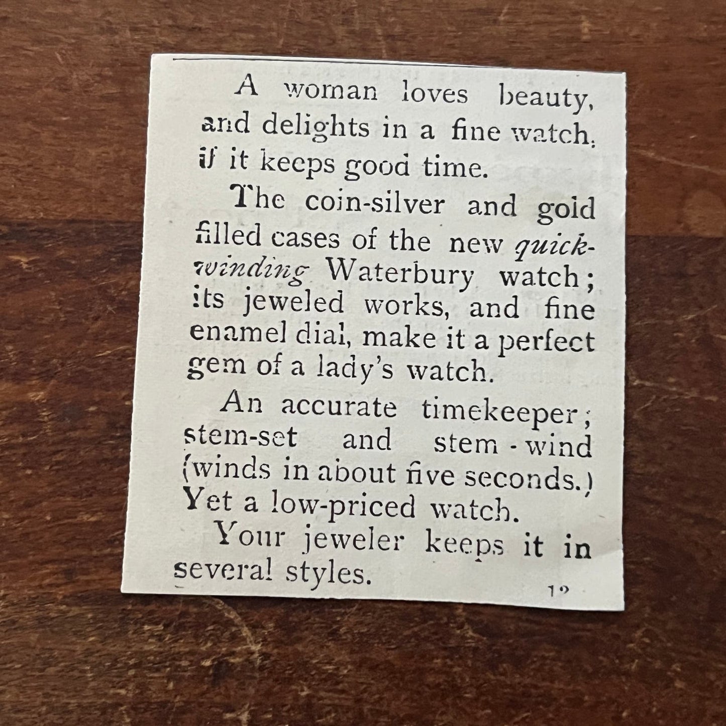 Waterbury Watches Original Advertisement AD8-P29