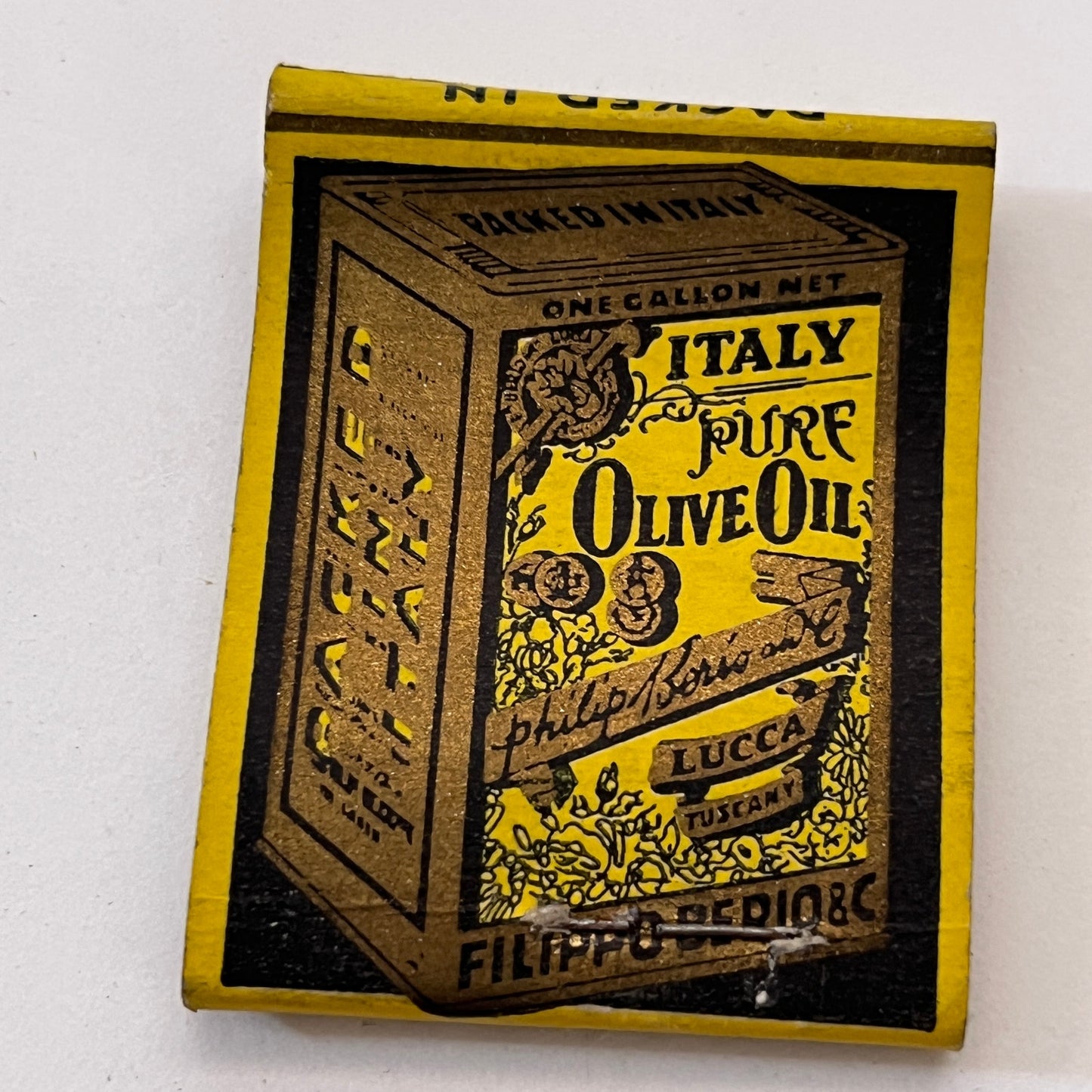 Olive Oil Filippo Berio Lucca Toscana Italy Vintage Matchbook Cover TB8-MB3-8