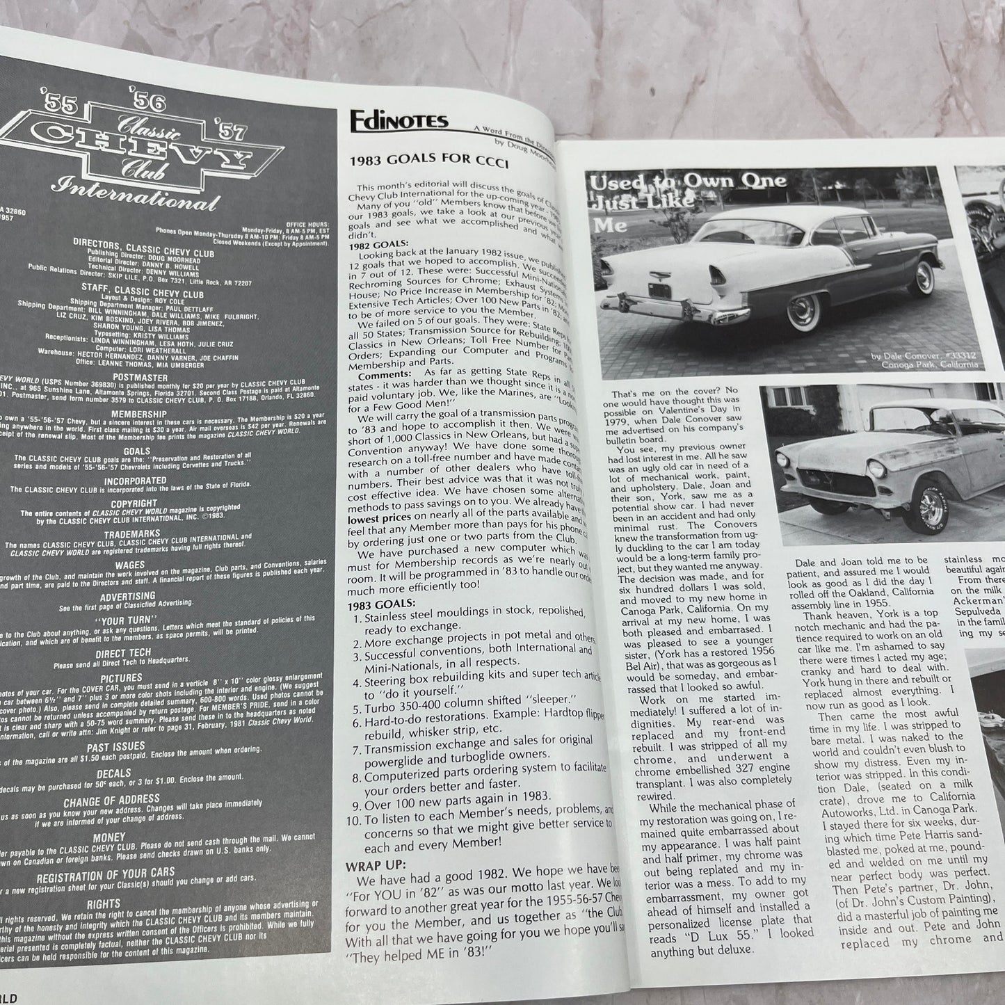 Dave Conover Deluxe 55 - '55, '56, '57 Classic Chevy World Magazine Jan 1983 M29