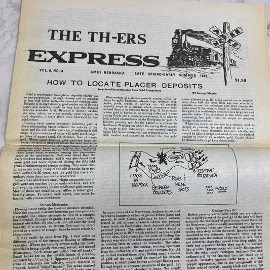 1987 Vol 6 No 3 TH-ers Express Treasure Hunting Newspaper Fremont NE M20