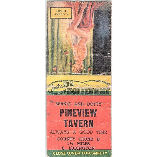 Pineview Tavern Bernie & Dotty E. Ludington Pinup Vintage Matchbook Cover SF3-Y9