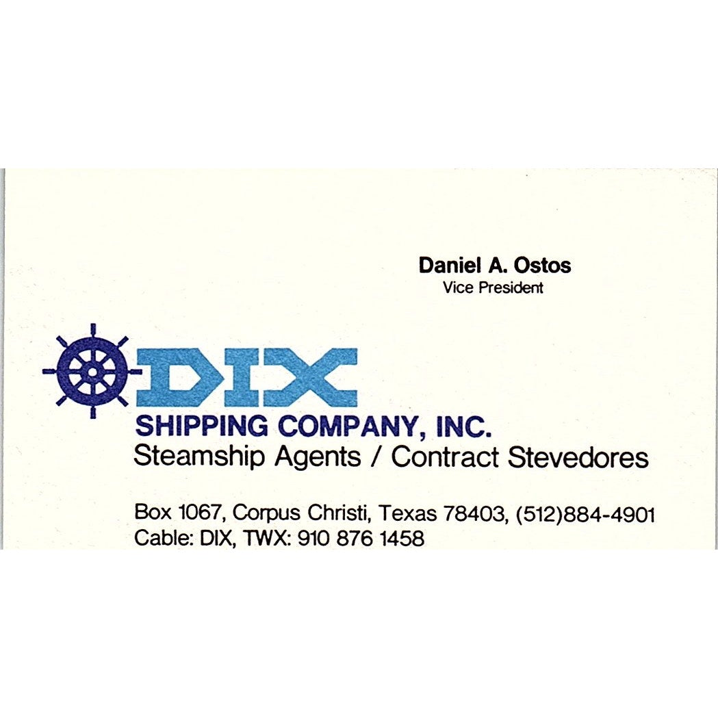 DIX Shipping Company Daniel A. Ostos Corpus Christ Texas Business Card SB4-B11