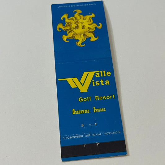 Valle Vista Golf Resort Greenwood Indiana Vintage Matchbook Cover TB6-MB2-5