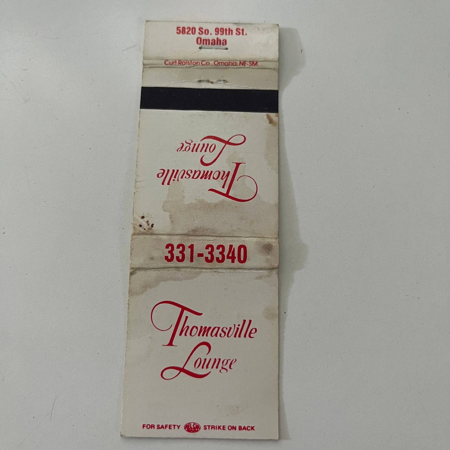 Thomasville Lounge Omaha NE Huskers Football 1988 Schedule Matchbook MB28-2