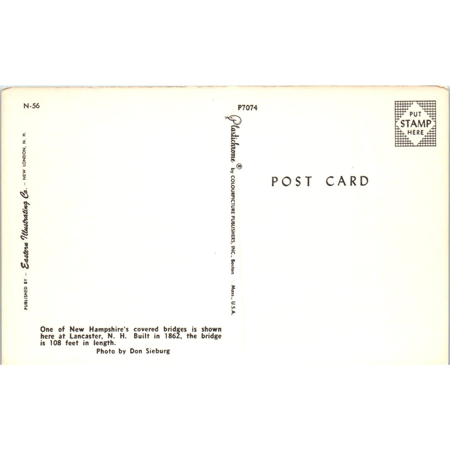 Covered Bridge at Lancaster NH Vintage Covered Bridge Postcard PC16