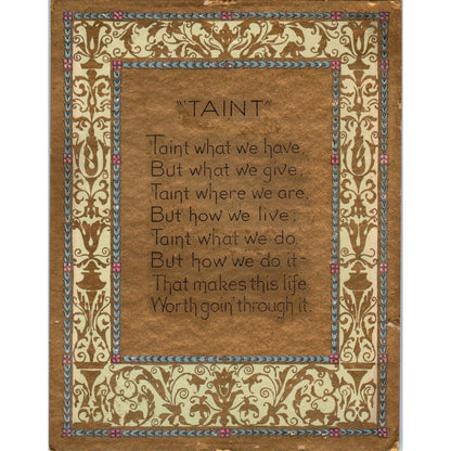 1923 Art Nouveau Poem Card "Taint" P.F. Volland 4x5 AF7-E11