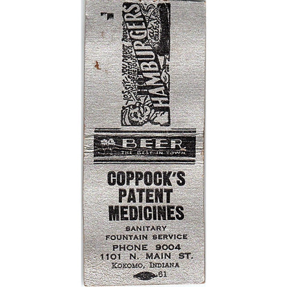 Coppock's Patent Medicines Kokomo IN Vintage Matchbook Cover SC7-Y5