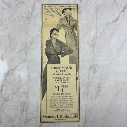 Maurice L. Rothschild Hirshmaur Coats 4x12 1935 Minneapolis Journal Ad FL6-8
