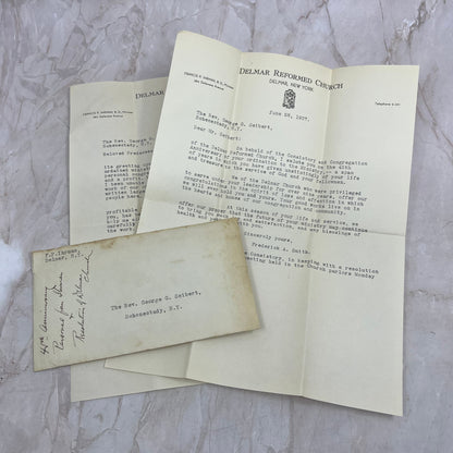 1937 Delmar Reformed Church Letter Rev. George G. Seibert Schenectady NY TG9-E1