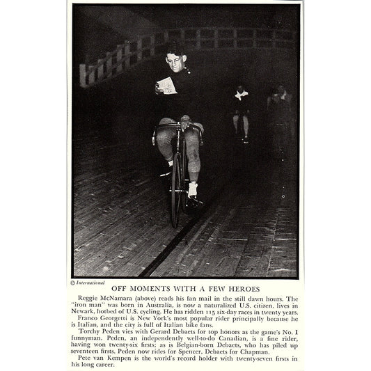 Photo of Cyclist Reggie McNamara Reading Fan Mail Newark 1935 AG3-2