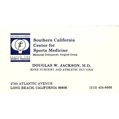 Center for Sports Medicine DOUGLAS W. JACKSON LONG BEACH CA Business Card SF3-B9