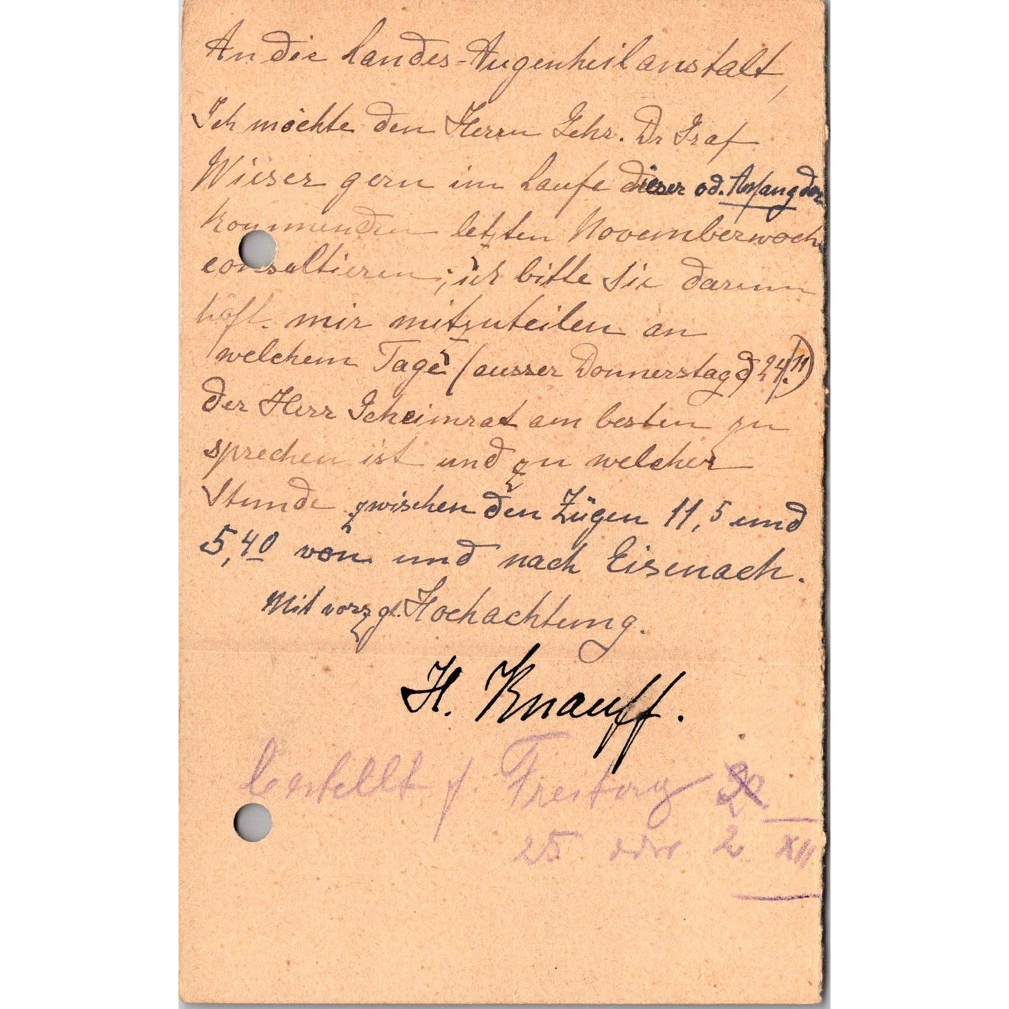 Lander Eye Hospital Bad Liebenstein 1925 German Reich Postcard TE2-GRP