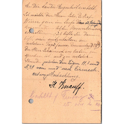 Lander Eye Hospital Bad Liebenstein 1925 German Reich Postcard TE2-GRP