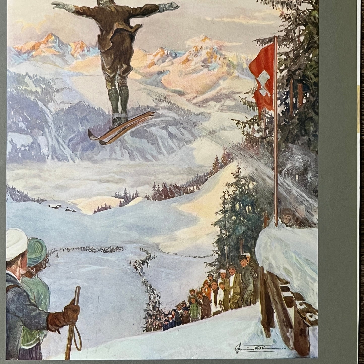 The History of Ski Jumping Vintage Kitsch 6x7 Art Print V2