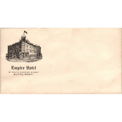 Empire Hotel Butte Montana Vintage Blank Envelope AE8