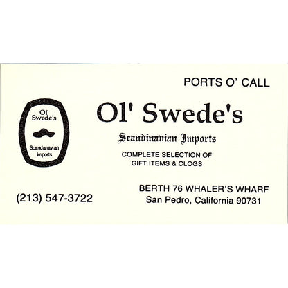 Ol' Swede's Scandinavian Imports San Pedro CA Vintage Business Card SF3-B4
