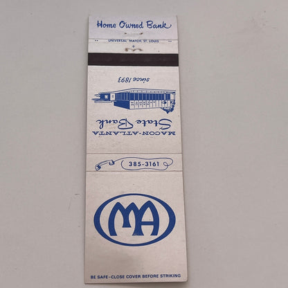 Macon-Atlanta State Bank Georgia Vintage Matchbook Cover TB6-MB2-3