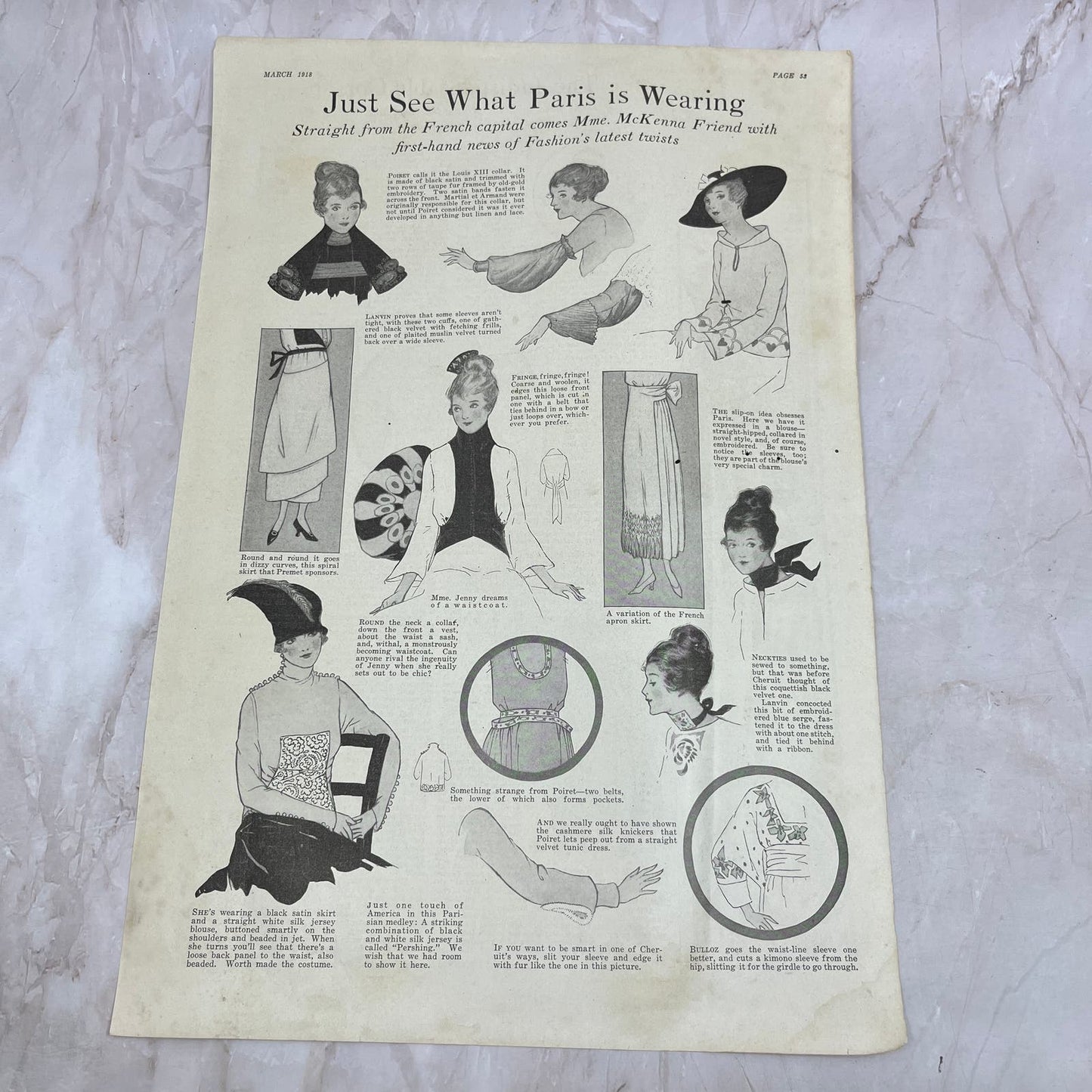 Styles Women are Wearing in Paris 1918 Magazine Ad FL6-10