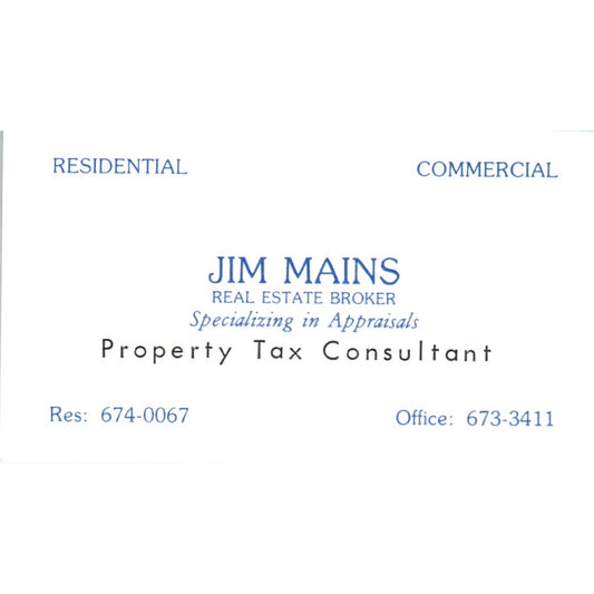 Jim Mains Real Estate Broker Vintage Business Card SD8-B2