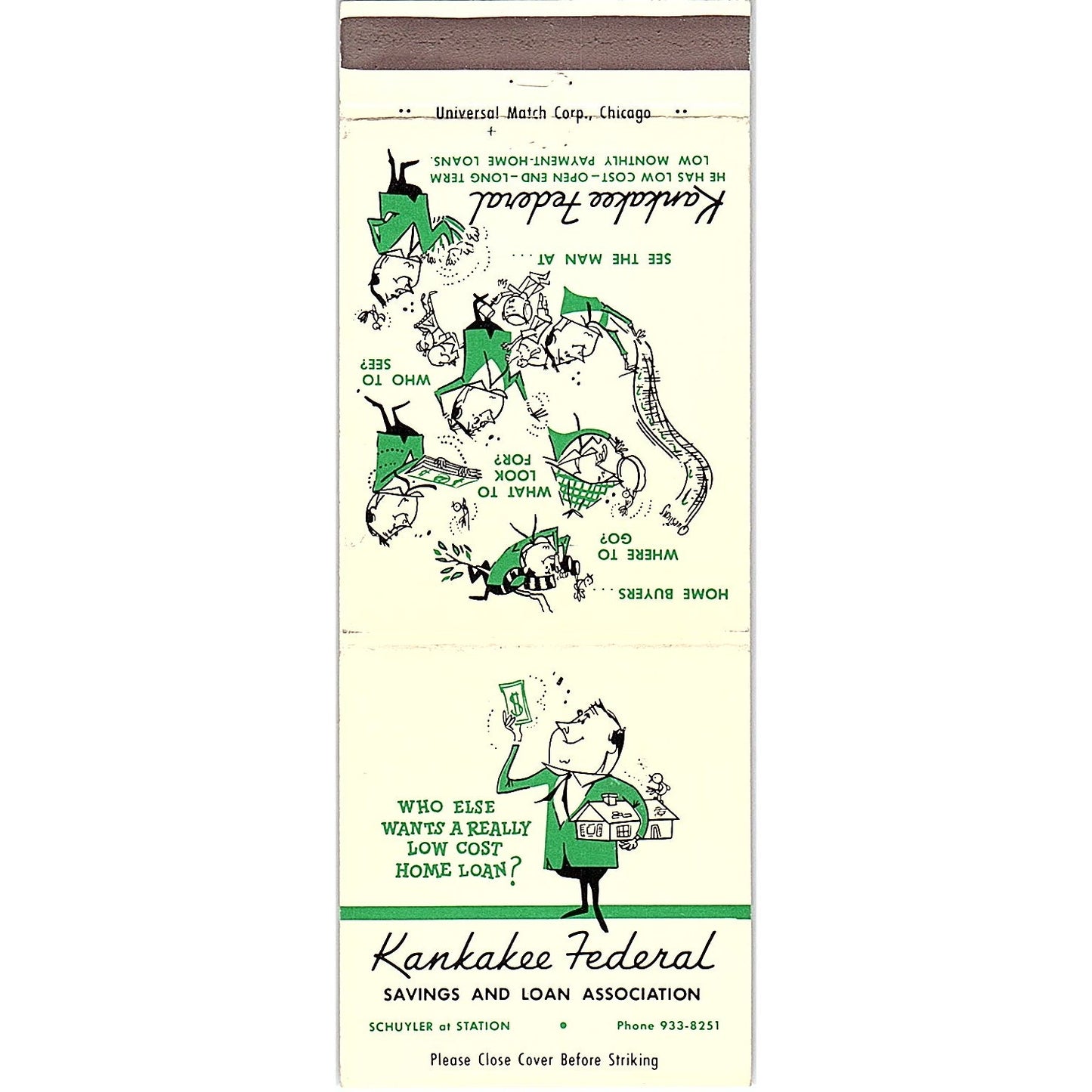 Kankakee Federal Savings & Loan IL Vintage Matchbook TB6-MB2-8