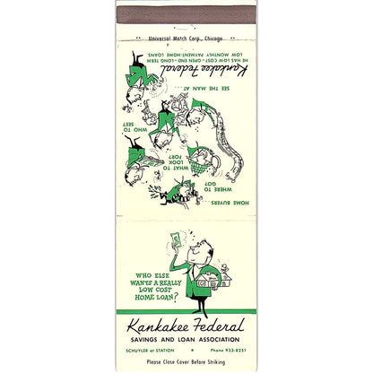 Kankakee Federal Savings & Loan IL Vintage Matchbook TB6-MB2-8