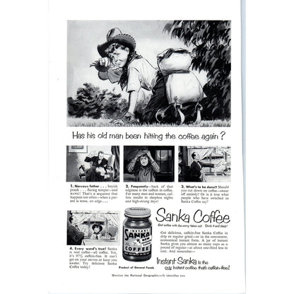 Sanka Coffee Boy Cowboy Cartoon Humor - Vintage Magazine Ad D20