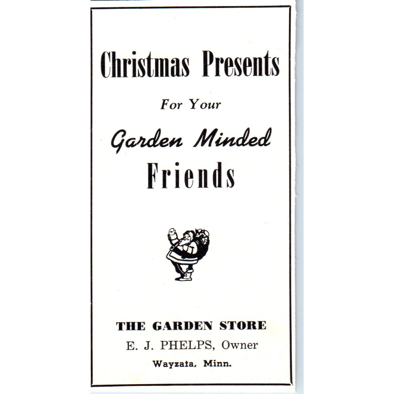 The Garden Store Christmas Gifts E.J. Phelps Wayzata MN 1940 Magazine Ad AF1-OM