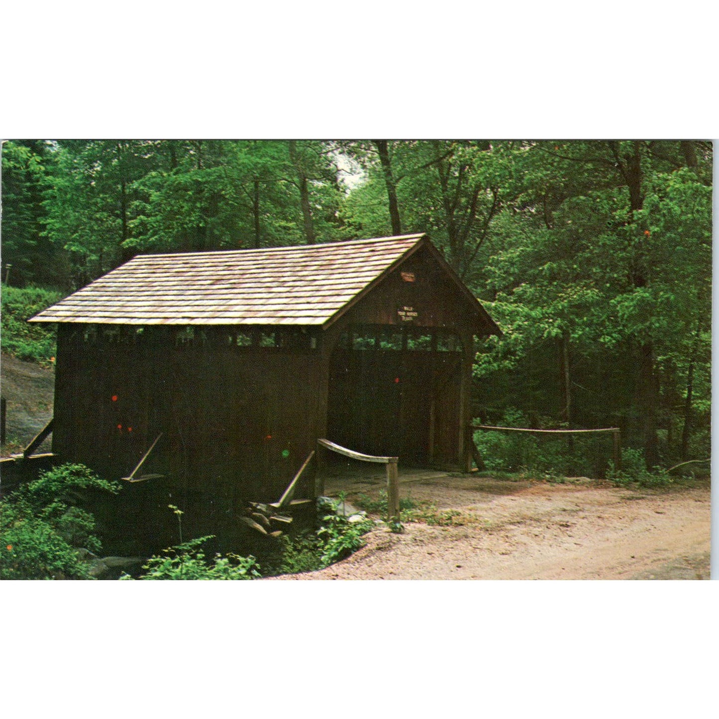 Meeks Covered Bridge Portland CT Buck Brook Vintage Covered Bridge Postcard PC12