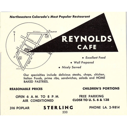 Reynold's Cafe Sterling, Cawthon Motel Trinidad CO 1958 Ad AG1-H2