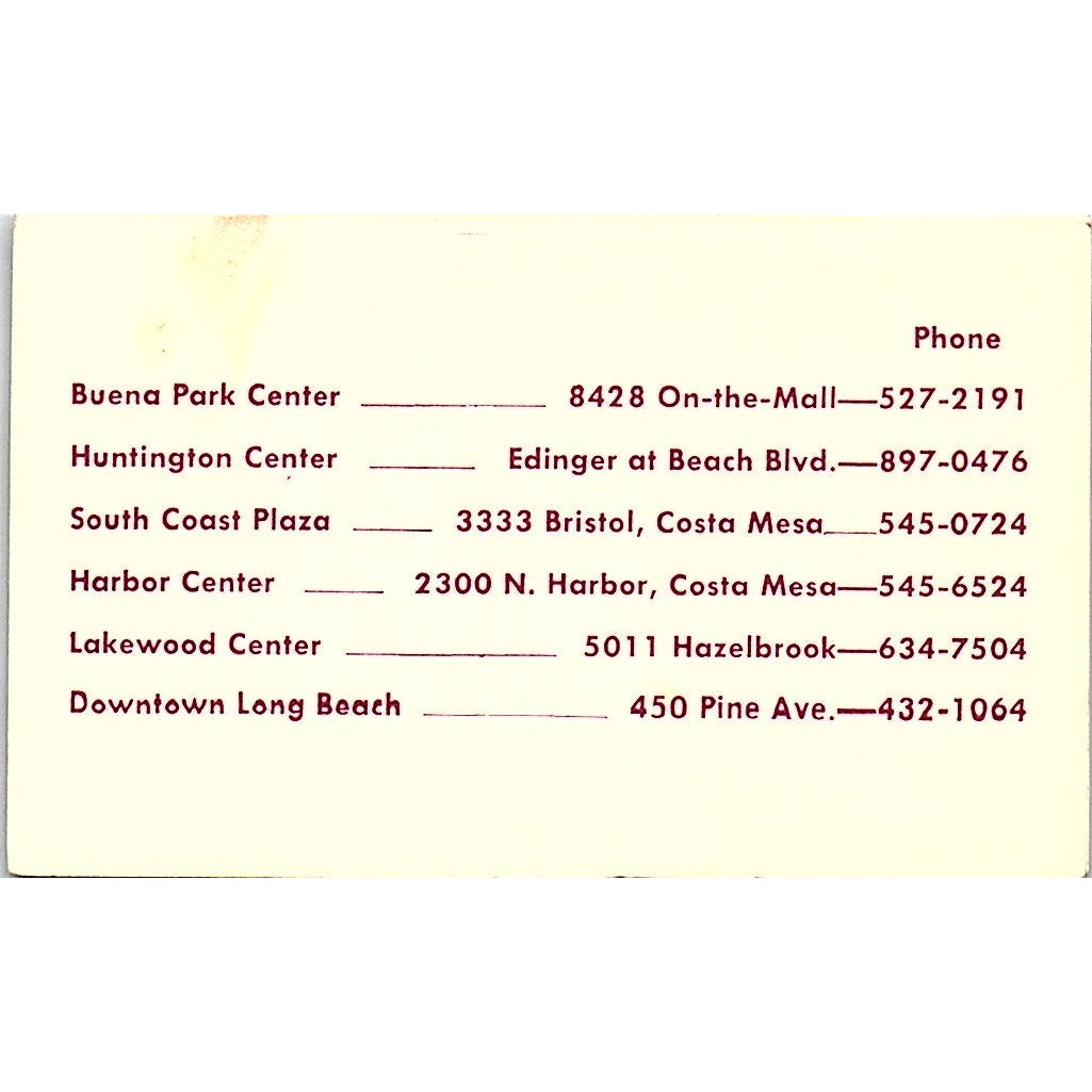 Gene's Love Insurance Policy Fashion Cerritos CA Vintage Business Card SE5-B4