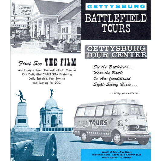 Vintage Gettysburg Battlefield Bus Tours Pennsylvania Brochure TF4-BB