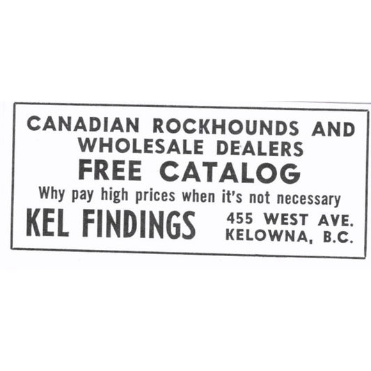 Kel Findings Lapidary Kelowna British Columbia Canada 1972 Ad AF8-S4