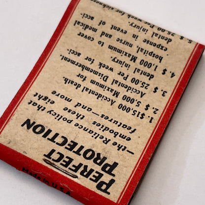 Reliance Life Ins Co of Pittsburgh Vintage Matchbook Cover TB8-MB3-4