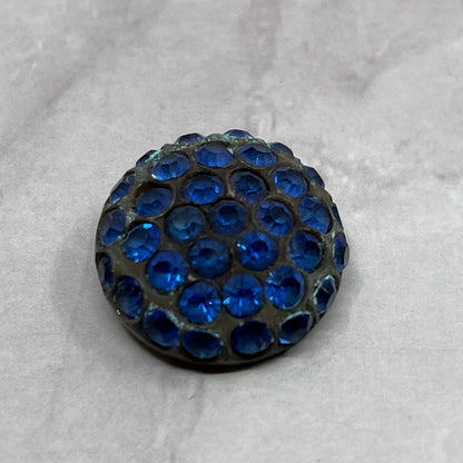 Vintage Blue Rhinestone Button 3/4" SE2