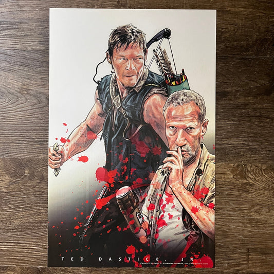 Walking Dead Daryl Dixon, Merle Dixon - Ted Dastick Jr Art Poster 11x17 V7
