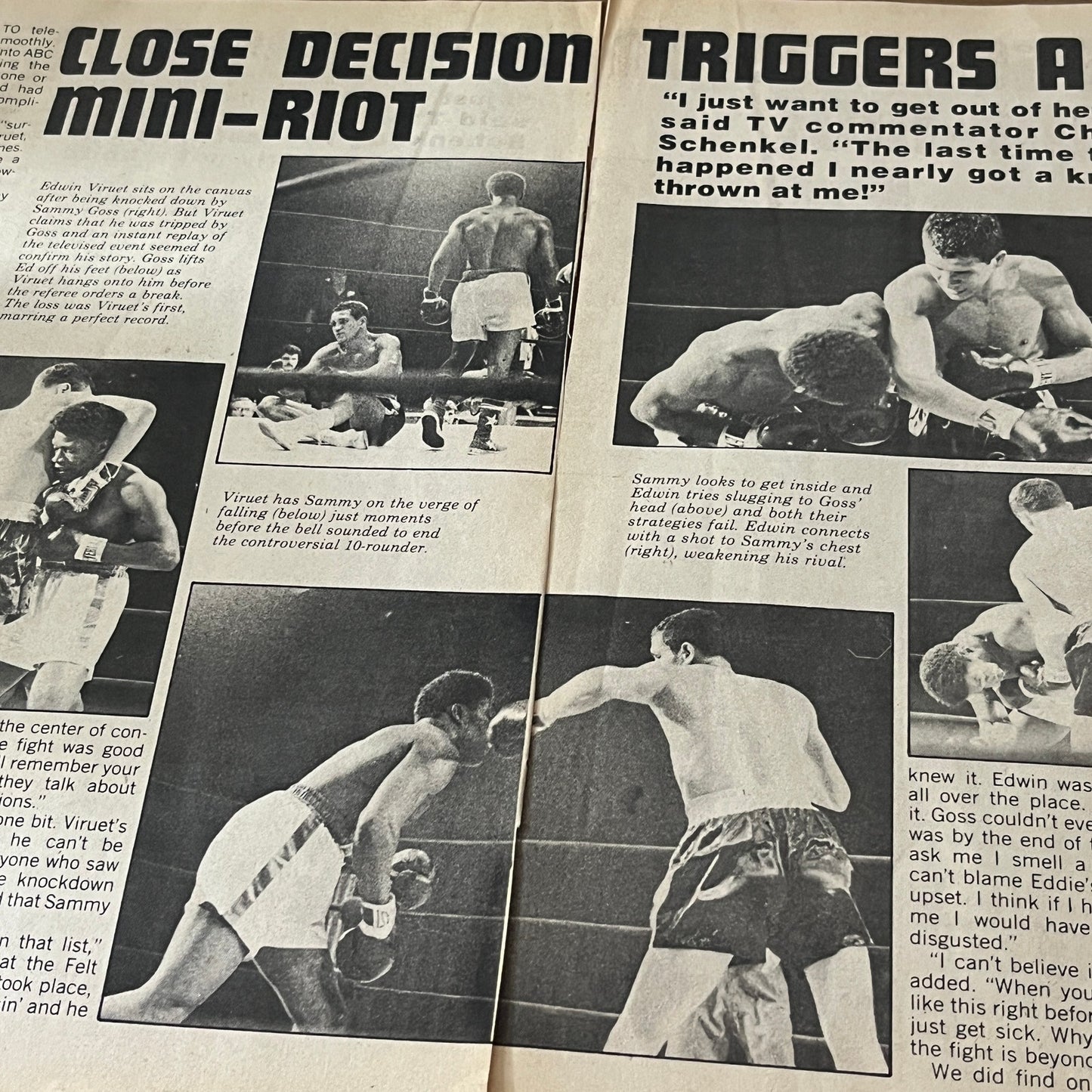 Sammy Goss Vs. Edwin Viruet Boxing Match Recap 2 Pages 1974 Ad AG1-10