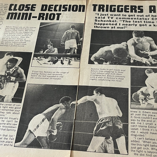 Sammy Goss Vs. Edwin Viruet Boxing Match Recap 2 Pages 1974 Ad AG1-10
