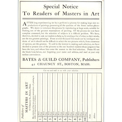 Bates & Guild Co Masters in Art Order Form c1905 Victorian Ad D13