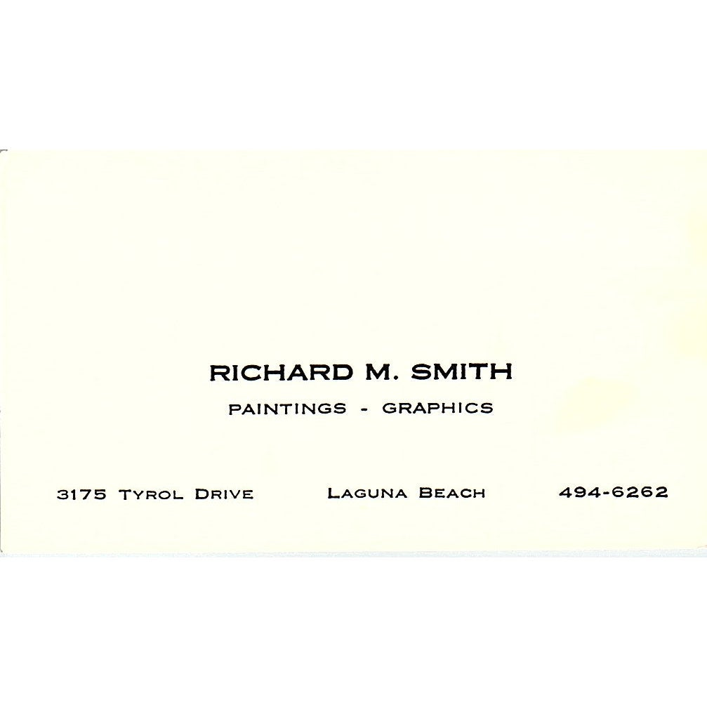 Richard M. Smith Paintings Artist Laguna Beach CA Vintage Business Card SE3-B11