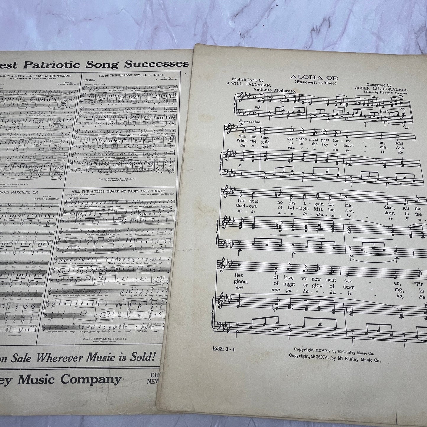 Aloha Oe Farewell to Thee Queen Liliuokalani 1916 Sheet Music V15