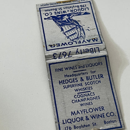 Mayflower Liquor & Wine Co 176 Boylston St Boston Matchbook Cover TB6-MB1-13