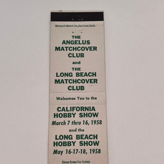 1958 Angelus & Long Beach Matchcover Club CA Vintage Matchbook Cover TB6-MB2-3